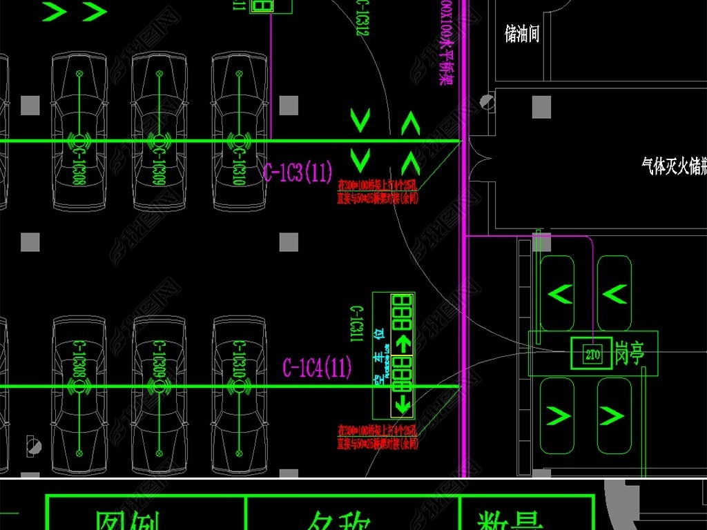 原创停车场车位引导系统cad全套设计施工图