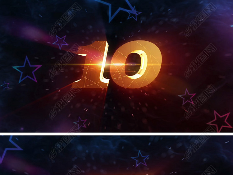 震撼10秒倒计时开场片头视频PPT模板