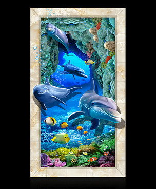 原创海豚3d立体玄关