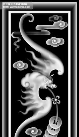 浮雕灰度图蝙蝠吐钱