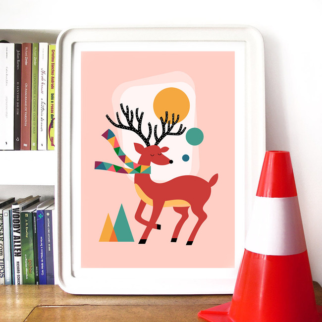 可爱动物装饰画多彩北欧风格有框画