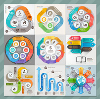 精致圆形PPT分布图走势图信息图图表设计模板
