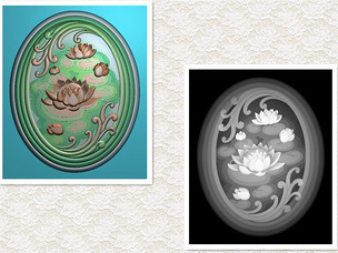 原创荷叶挂坠精雕灰度图