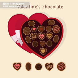 爱心巧克力咖啡情人节礼物生日促销活动海报