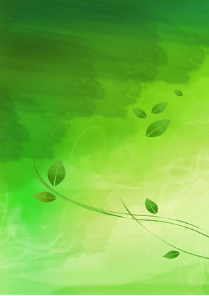 原创渲染绿色绿叶飘动信纸背景