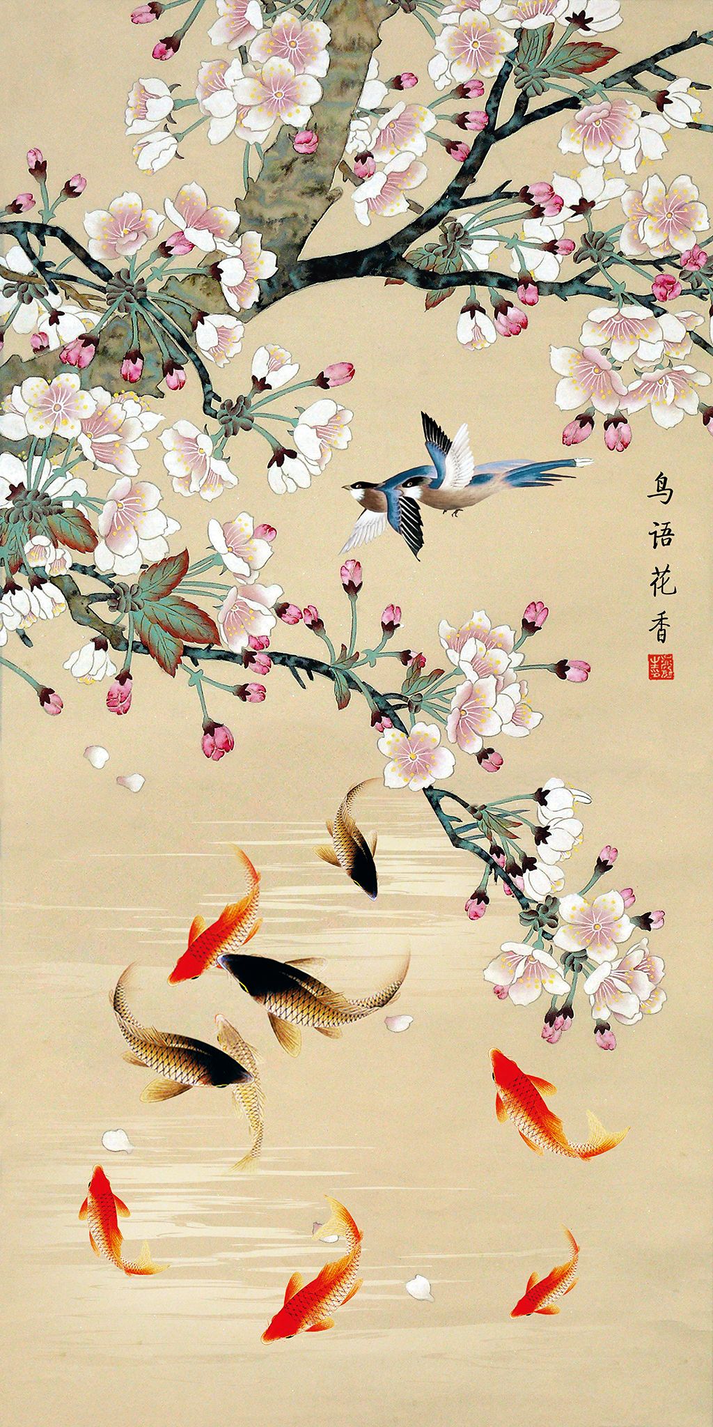 鸟语花香中式国画玄关下载-编号14964501-动物花鸟玄关-我图网