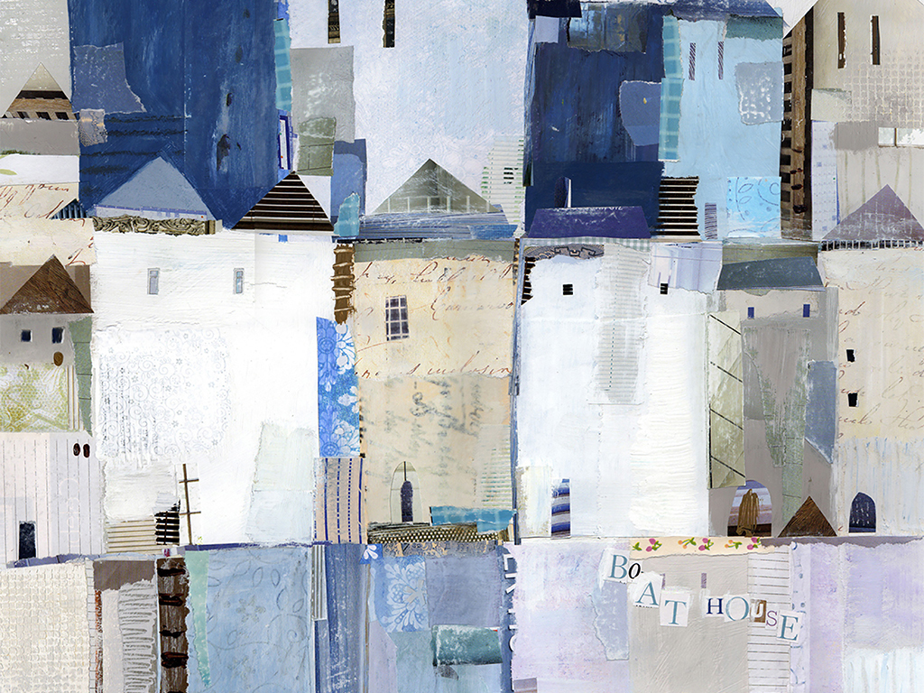 抽象房子油画挂画无框画三联画装饰画