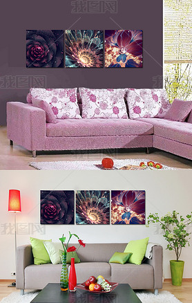 客厅抽象花蕾色花卉无框画装饰画