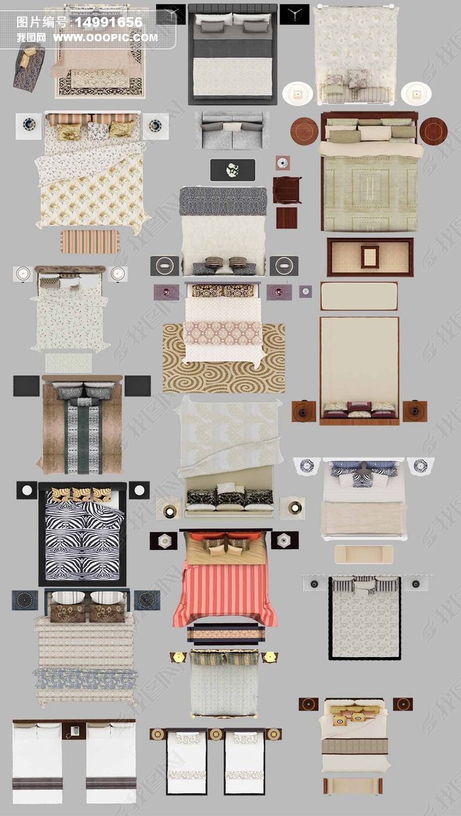户型家配素材床下载-编号14991656-彩色平面图-我图网