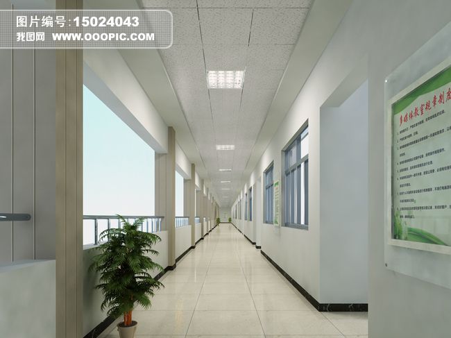 现代风格学校走廊过道3dmax模型下载-编号15024043-办公空间-我图网