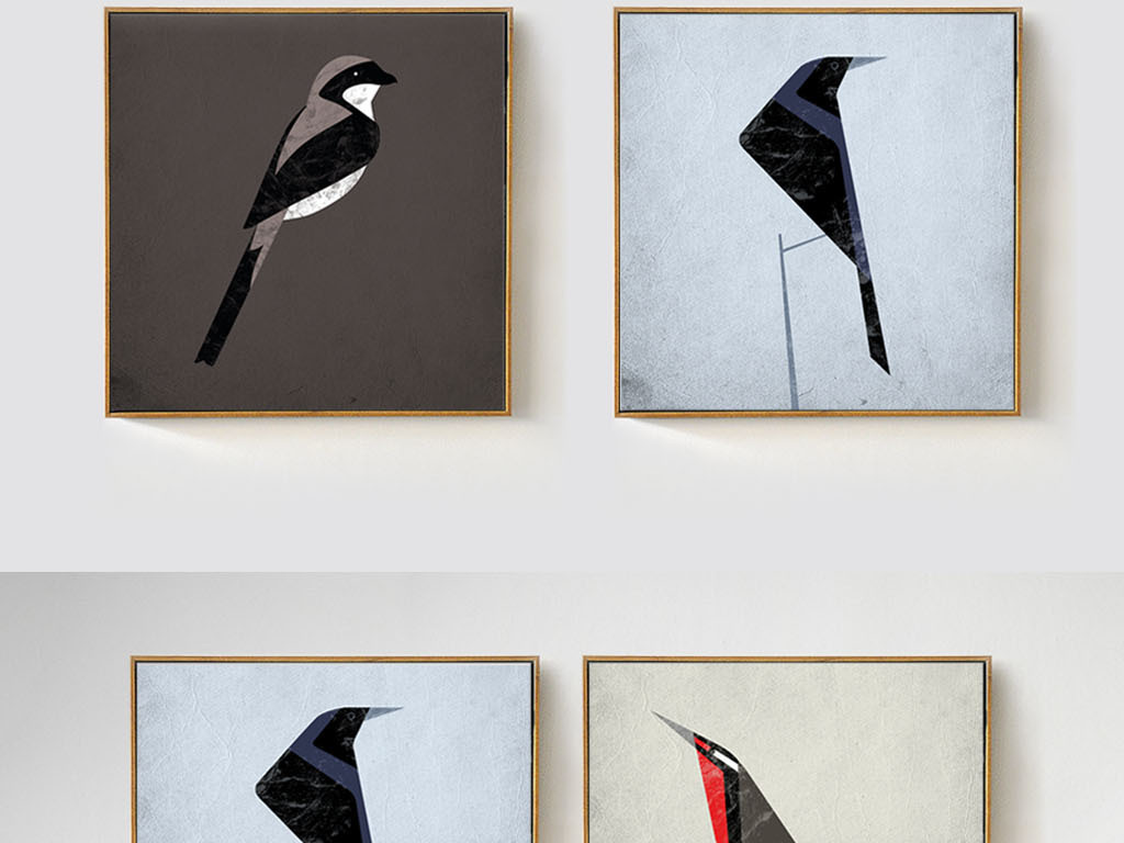 北欧风格简约手绘灵动小鸟装饰画