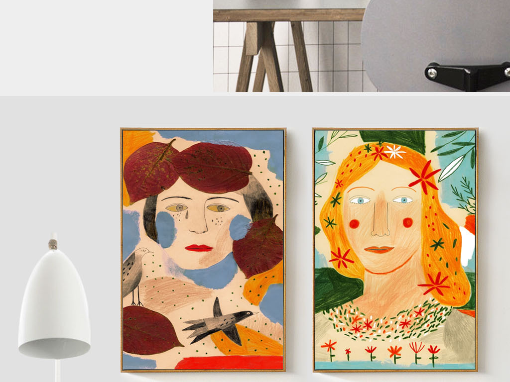 装饰画 现代简约装饰画 人物装饰画 > 北欧风格简约手绘彩色抽象女人