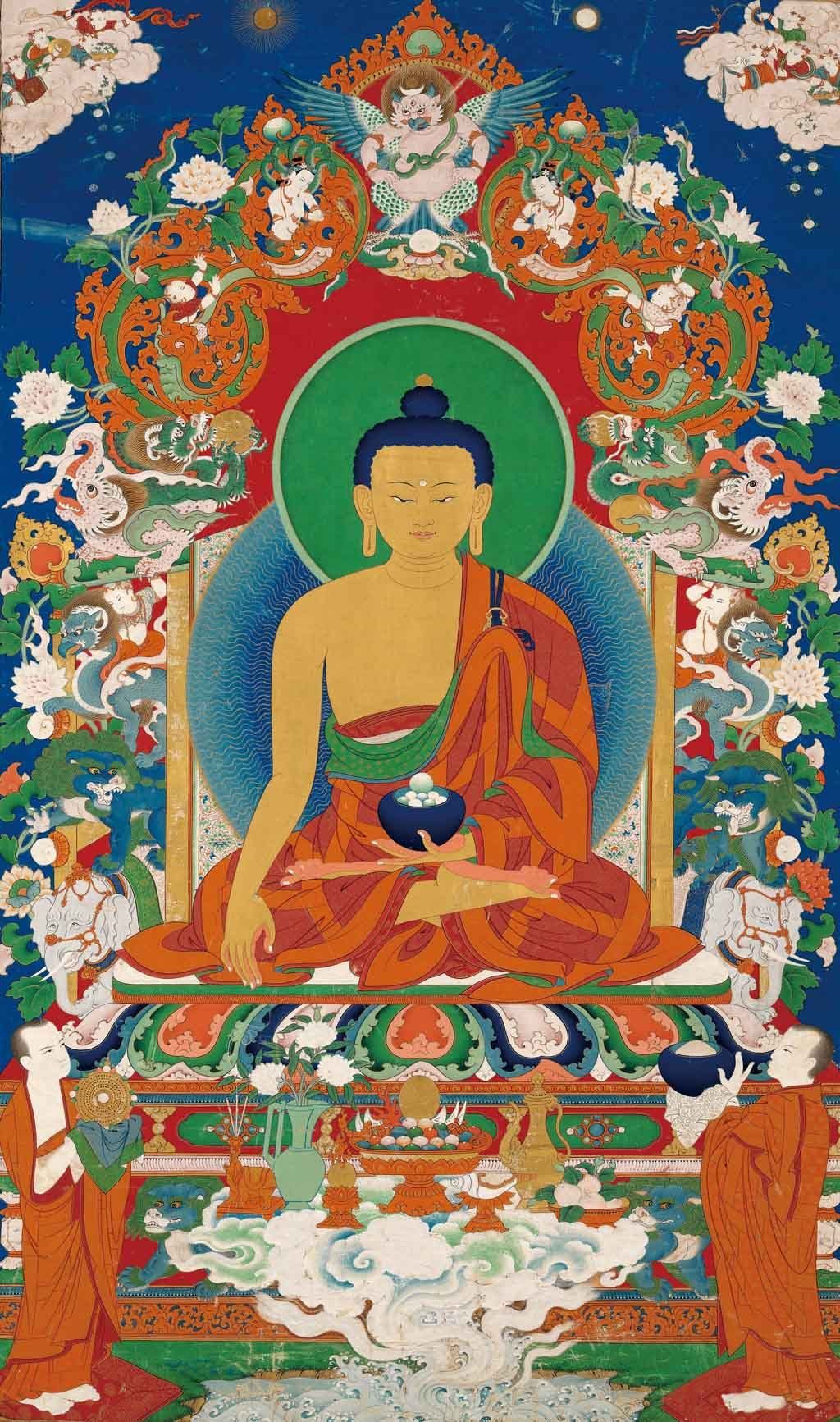 高清传统手绘释迦牟尼唐卡大图
