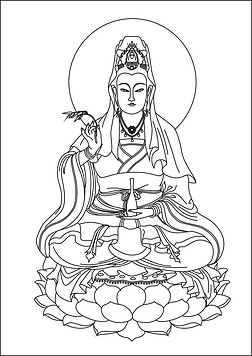 人物线条图cad图库|观音莲台