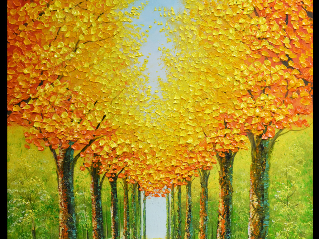 超高清立体油画黄金大道玄关