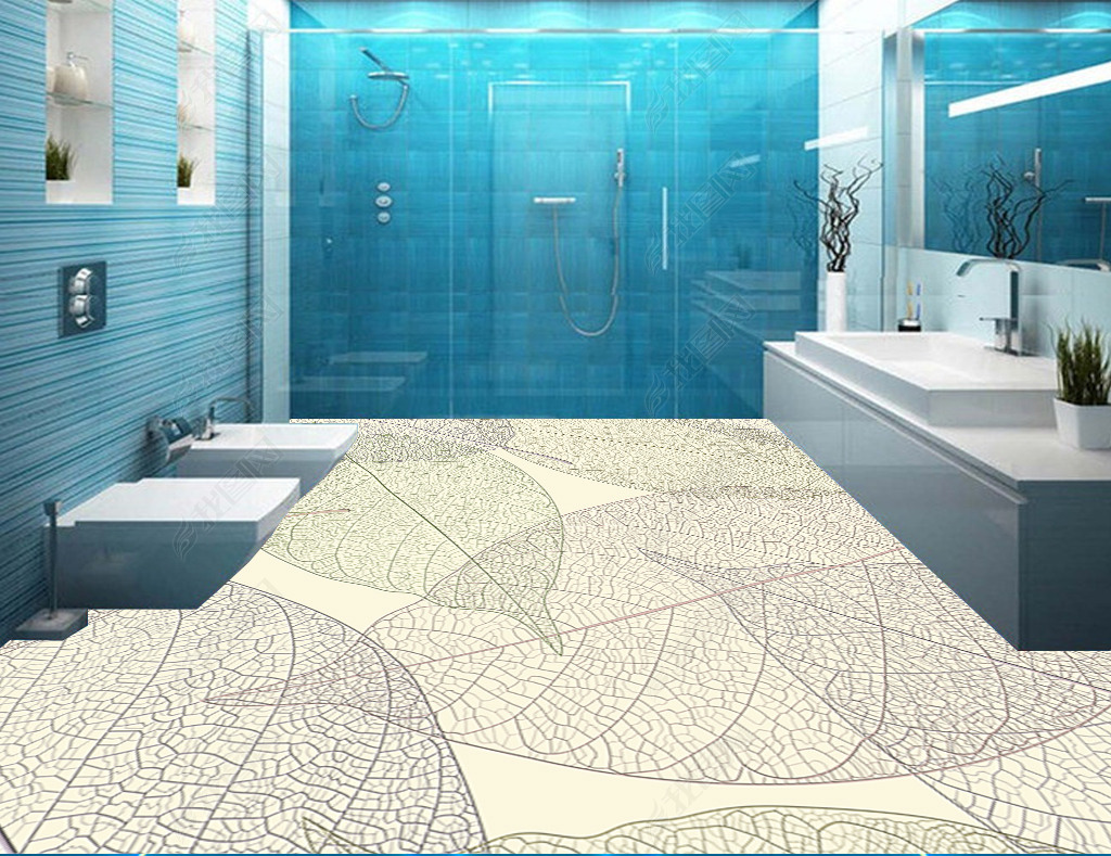 高清抽象树叶图案淡雅地板装饰画