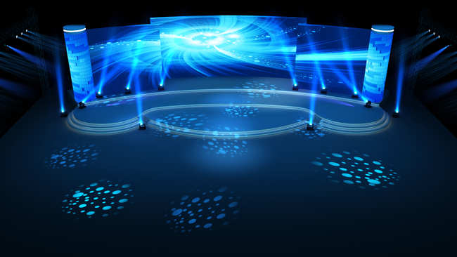 蓝颁奖晚宴年会论坛舞美效果图3d模型下载图片设计素材-高清模板(25.