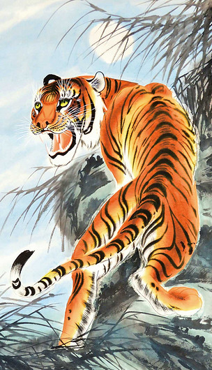 原创国画上山虎版权可商用