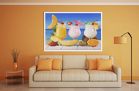 水果橙子冷饮海滩装饰画无框画电表箱画