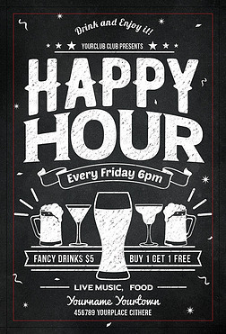 夏季宣传图标海报设计|黑白两款现代简约啤酒酒馆海报psd模板