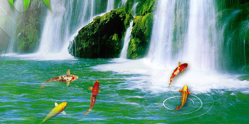 上善若水流水生财玄关背景墙