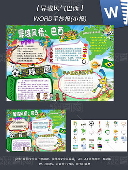 原创里约2016地理巴西奥运会电子手抄报小报版权可商用