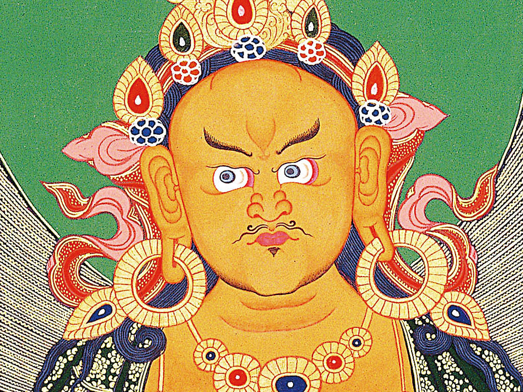 高清黄财神唐卡装饰画壁画背景画