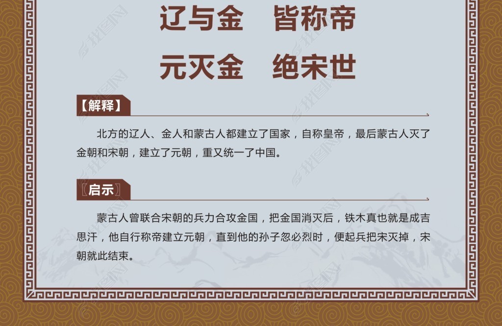 原创三字经辽与金皆称帝元灭金绝宋世学校展板版权可商用