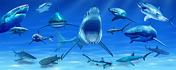 高清海底世界鲨鱼背景墙电视墙