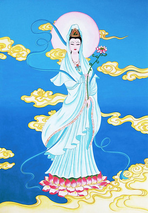 原创观世音菩萨装饰画背景画