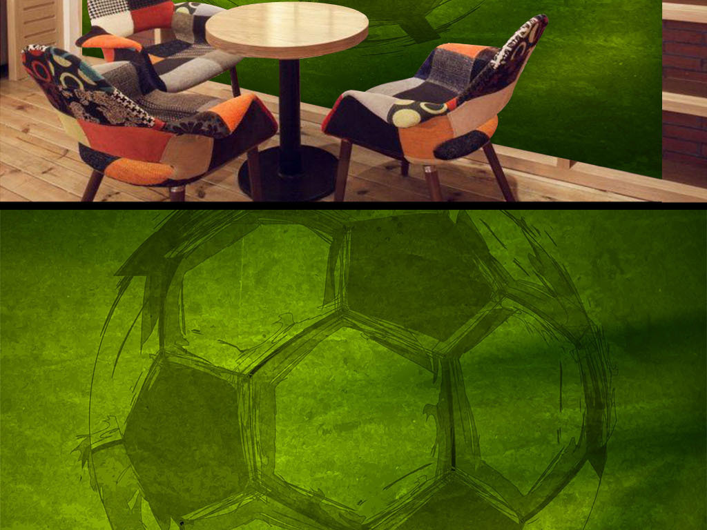 现代简约涂鸦足球背景墙