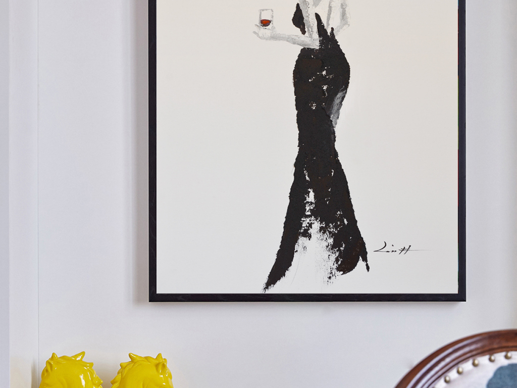 装饰画 现代简约装饰画 人物装饰画 > 装饰立体油画红黑都市女性 素材