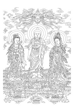 高清大图西方三圣线描白描线勾图