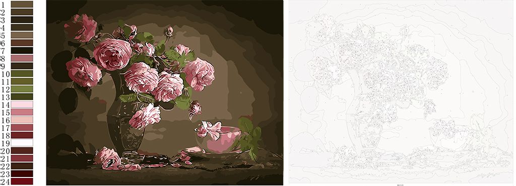 diy数字油画线稿图设计稿矢量图花卉年华