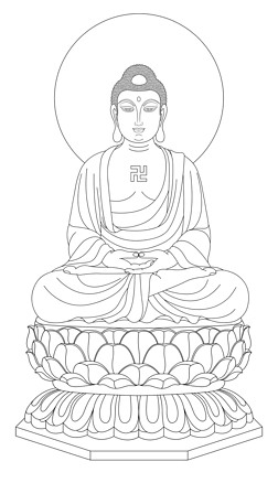 高清大图释迦牟尼佛线勾白描线描图