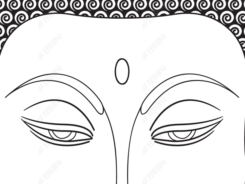 高清大图释迦牟尼佛线描白描线勾图