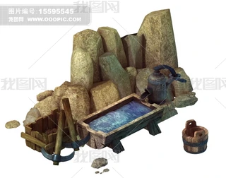 ��ʯʯɽˮ��ˮͰ3d����3dʯͷ