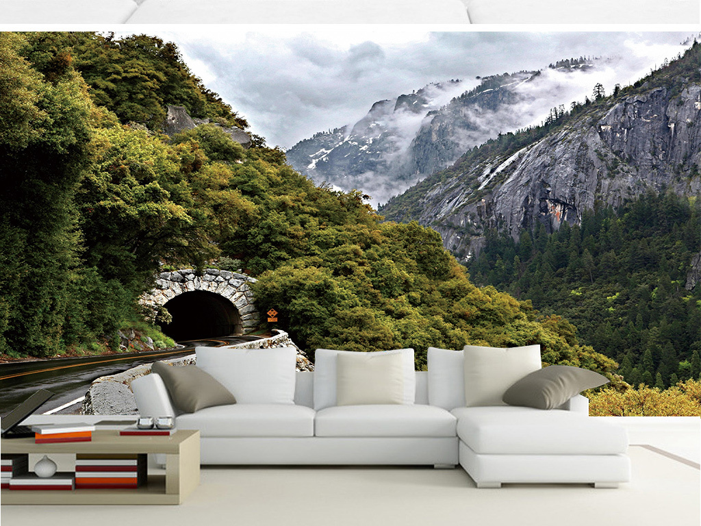 背景墙 电视背景墙 现代简约电视背景墙 > 自然风景壁画雪山 素材图片