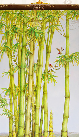 高清巨幅节节高升青竹油画艺术玄关