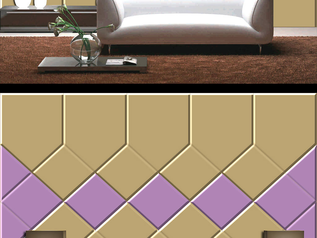 简约菱形软包背景墙