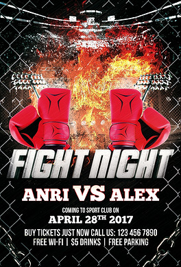 创意火爆搏击拳击赛宣传海报psd模板