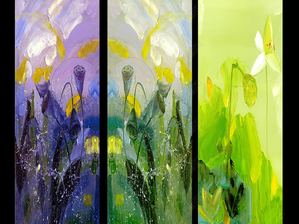 抽象花卉油画无框画