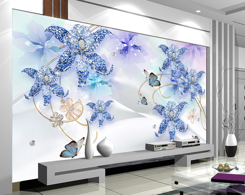 钻石花朵浪漫唯美欧式电视背景墙