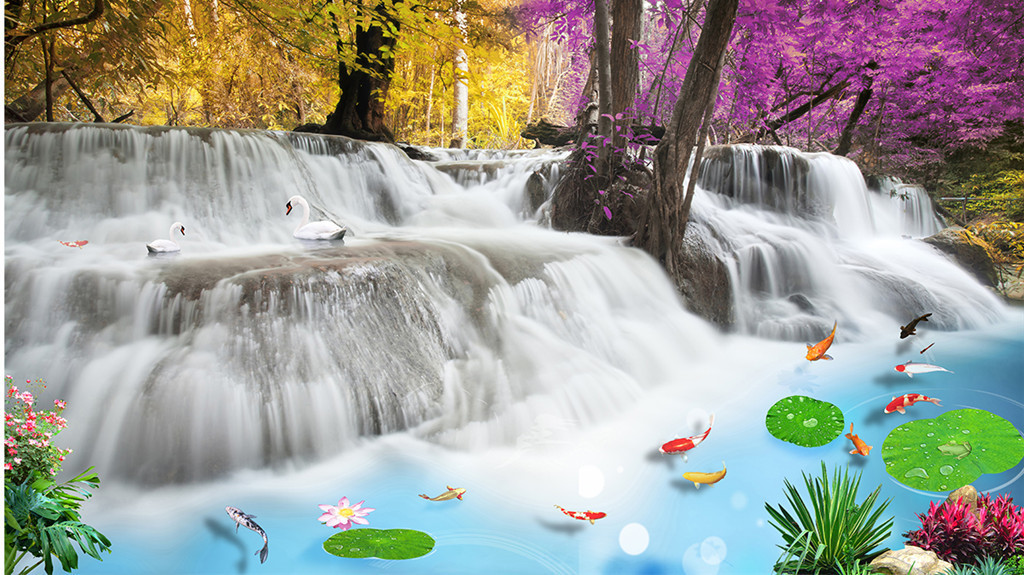 流水生财电视背景墙