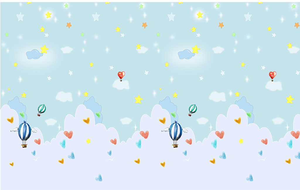 卡通星空气球儿童房背景墙装饰画