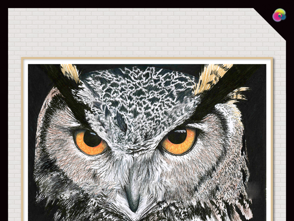 创意手绘动物猫头鹰油画玄关背景墙装饰画