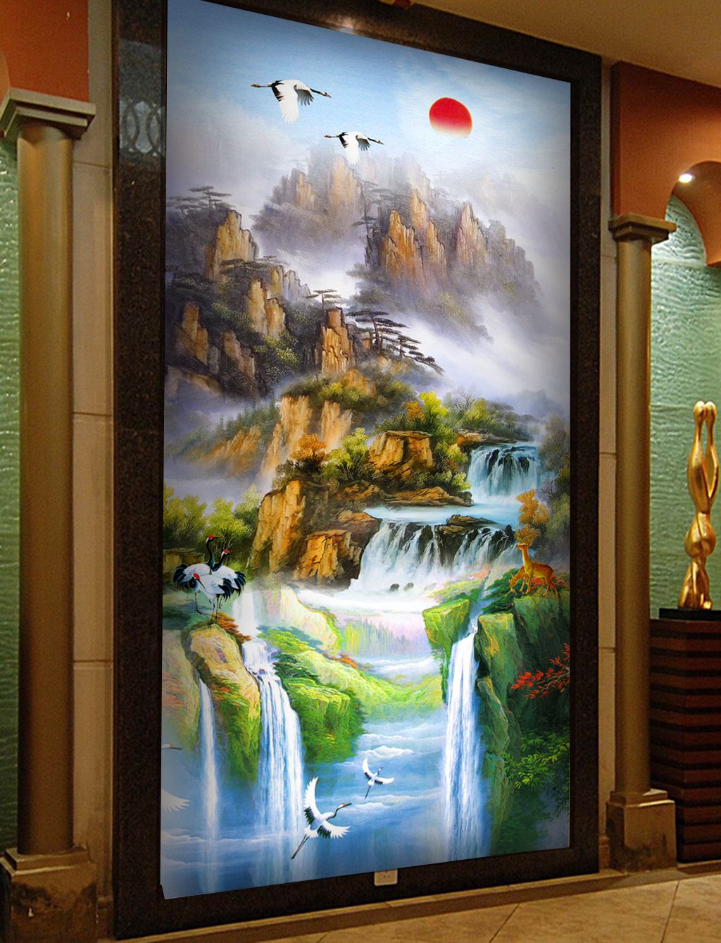 山水油画国画风景画玄关隔断