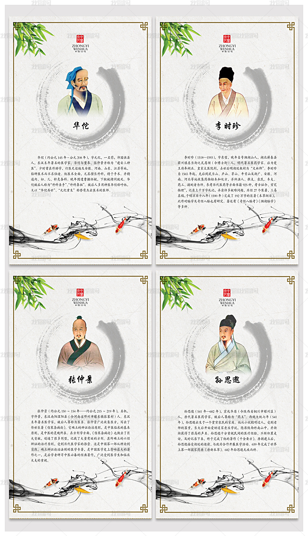 大气中医文化中国古代名医海报展板