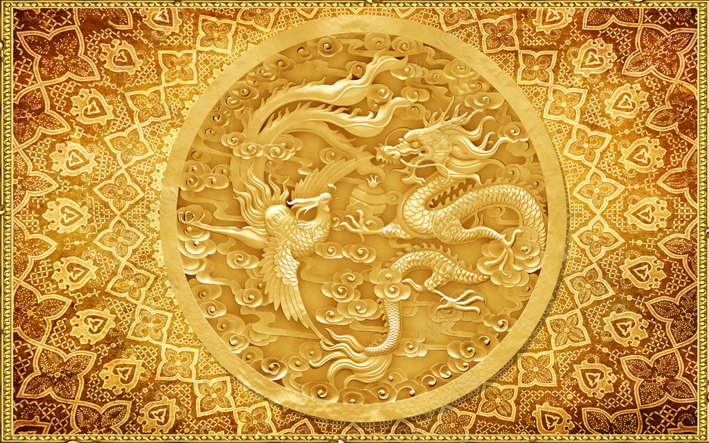 浮雕龙凤戏珠龙凤呈祥吊顶背景墙