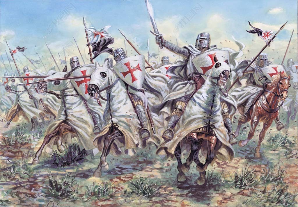 原创高清十字军东征圣殿骑士图装饰画版权可商用